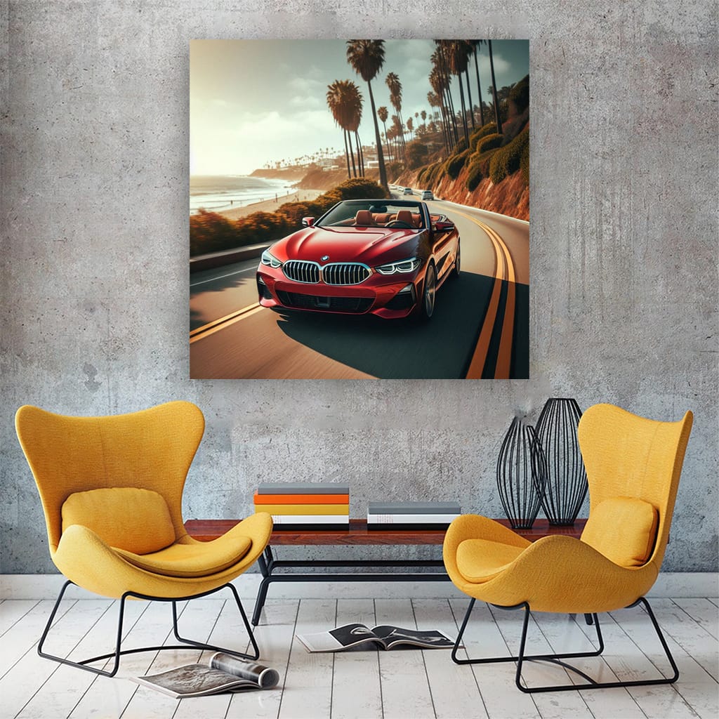 Bmw Red Cabrio Sunny Weath Wall Art