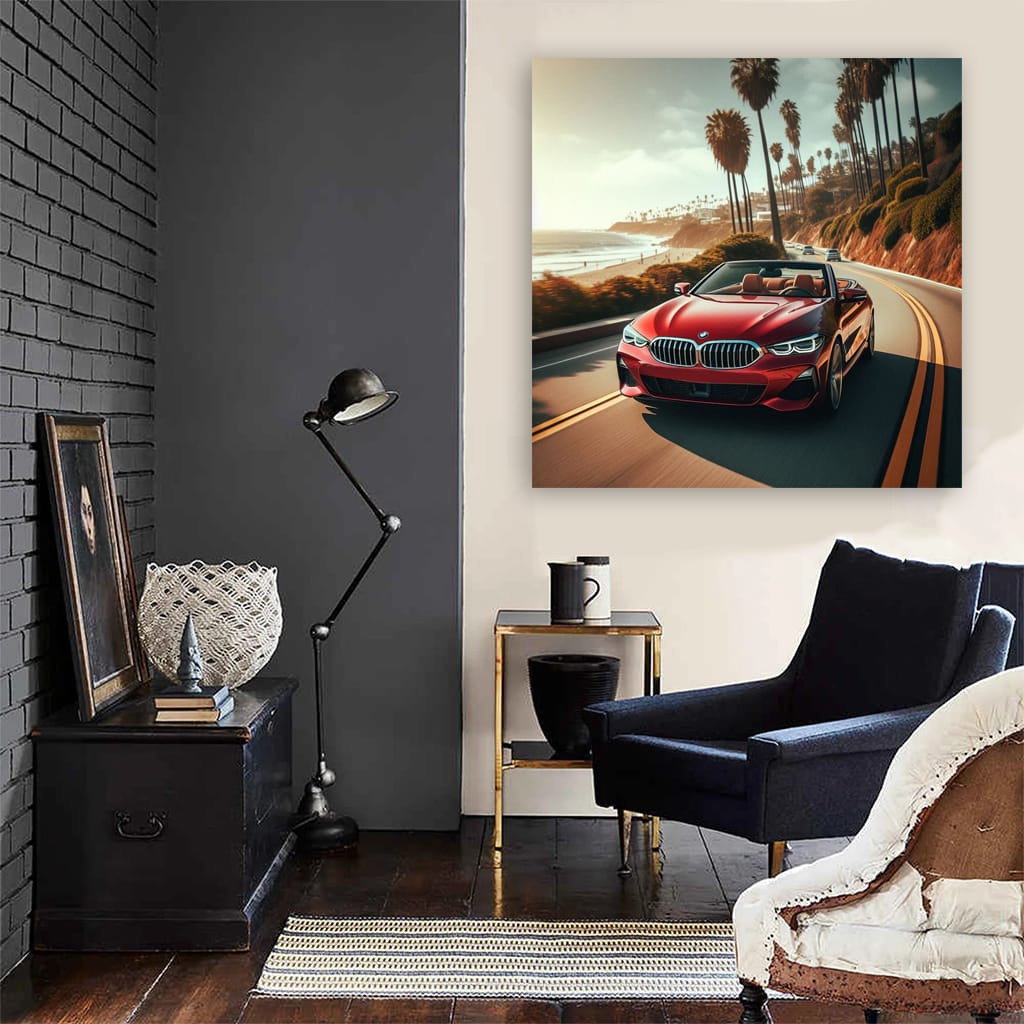 Bmw Red Cabrio Sunny Weath Wall Art