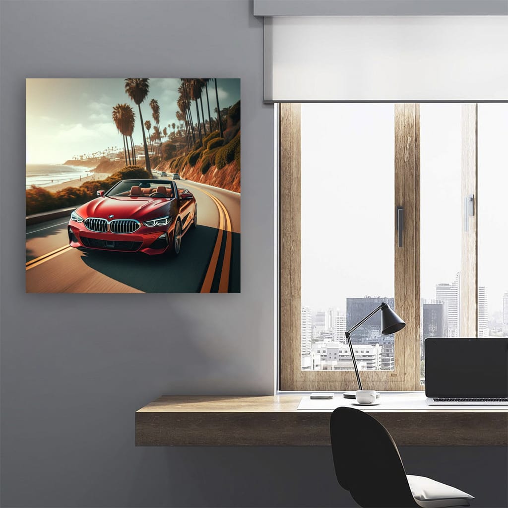 Bmw Red Cabrio Sunny Weath Wall Art