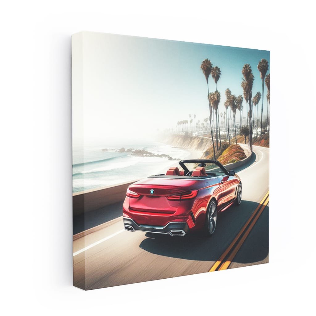 Bmw Red Cabrio Sunny Weather Wall Art