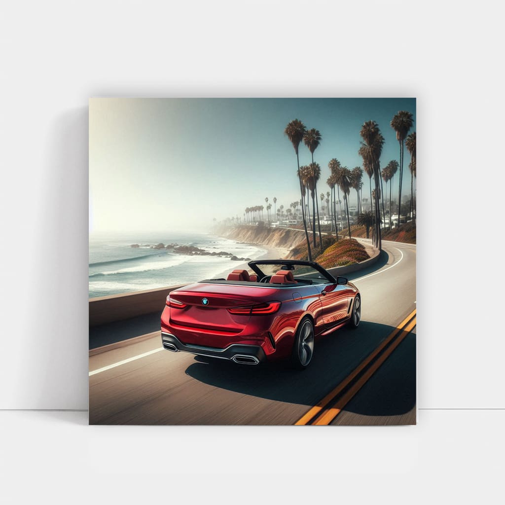 Bmw Red Cabrio Sunny Weather Wall Art