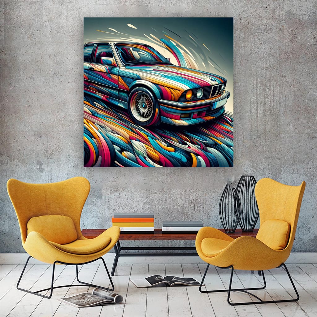 Bmw Retro Old Absctract Wall Art