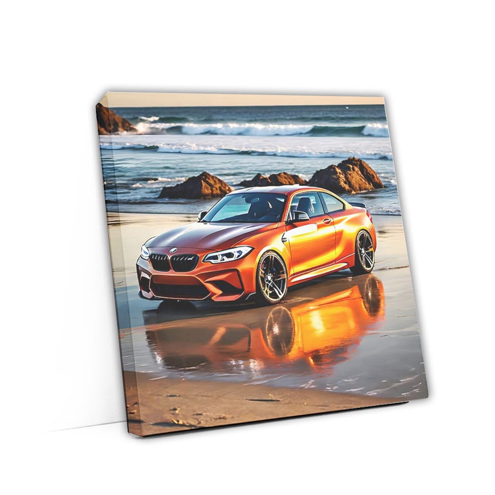 Bmw M2 Orange On Beac Wall Art