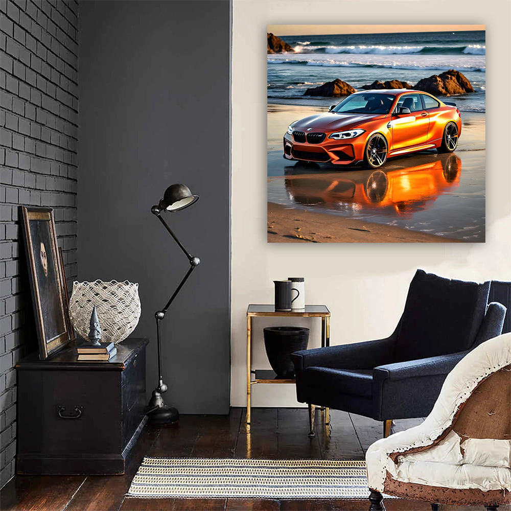 Orange BMW M2 on Beach - Sporty Elegance in Motion