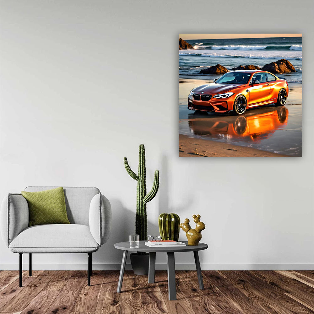 Orange BMW M2 on Beach - Sporty Elegance in Motion