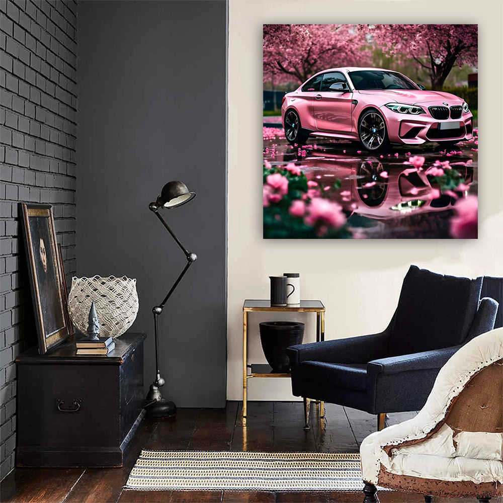 Pink BMW M2 in Floral Setting - Sporty Elegance