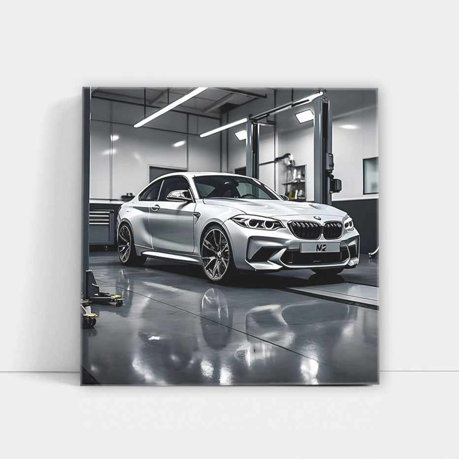 Sleek Silver BMW M2 Parked in Garage - Unleash Beast