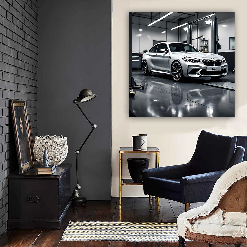 Bmw M2 Silver In Garag Wall Art