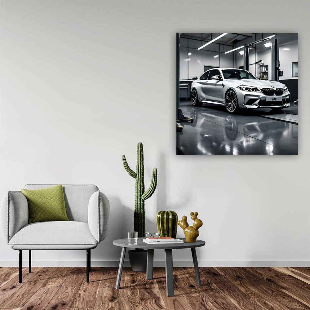 Bmw M2 Silver In Garag Wall Art