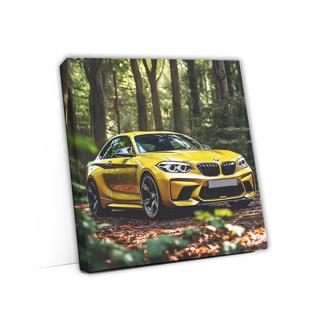 Bmw M2 Yellow In Fores Wall Art