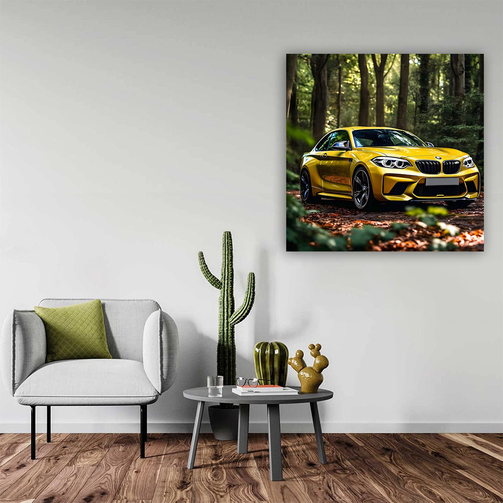 Vibrant Yellow BMW M2 in Forest - Thrill on Wheels