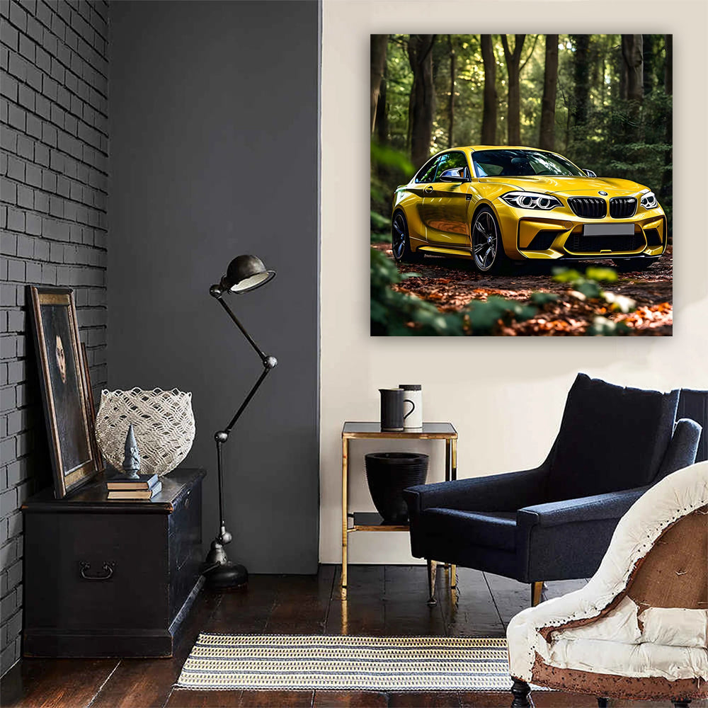 Vibrant Yellow BMW M2 in Forest - Thrill on Wheels