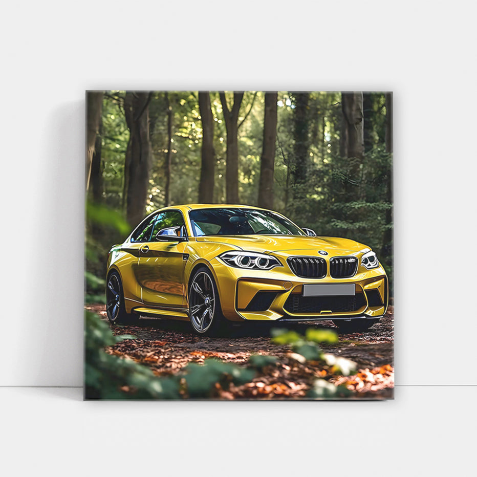Vibrant Yellow BMW M2 in Forest - Thrill on Wheels