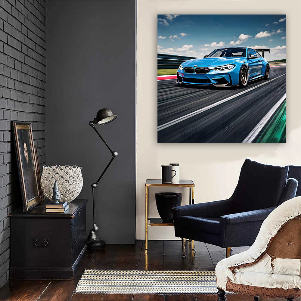 Blue BMW M3 on Racetrack - Speed and Precision in Motion