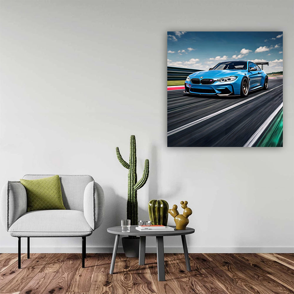 Blue BMW M3 on Racetrack - Speed and Precision in Motion