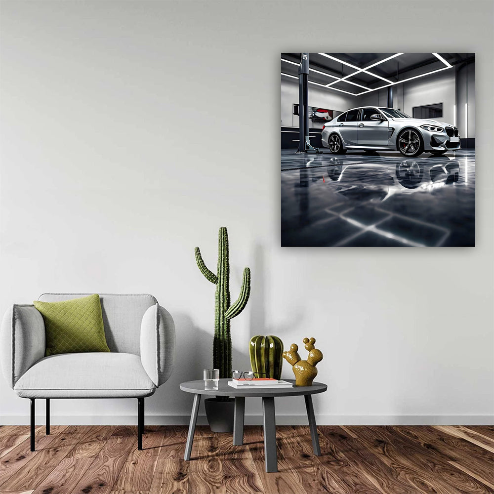 Bmw M3 Silver In Garag Wall Art