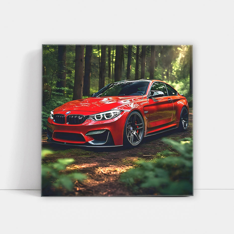 Stunning Red BMW M4 in Forest - Power Meets Elegance