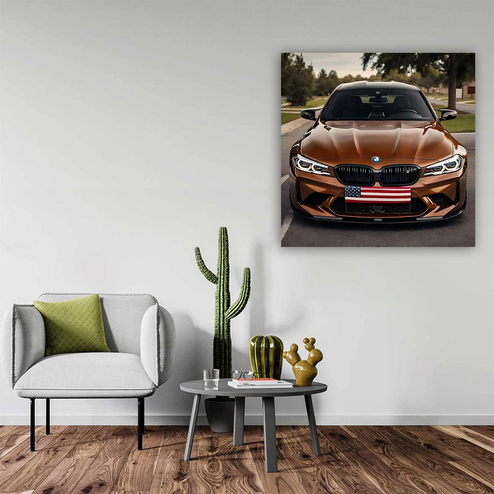 Brown BMW M5 – Beast with USA Flag