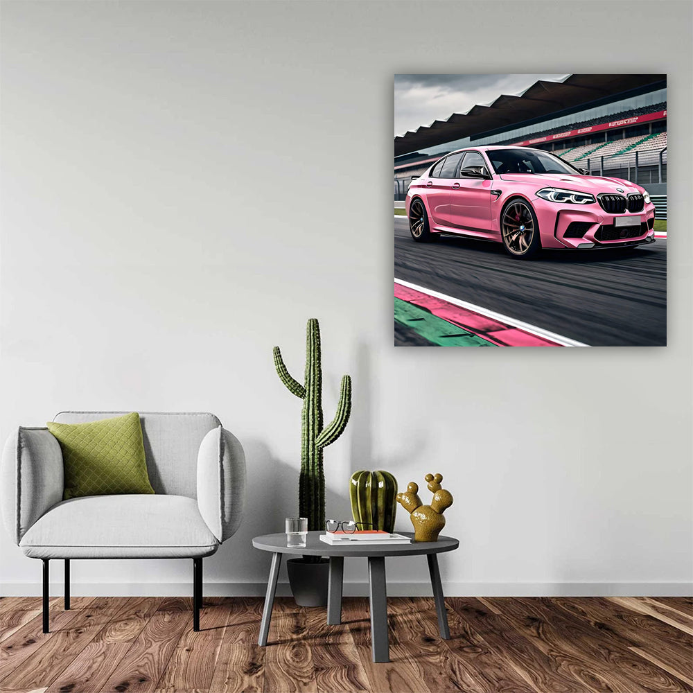 Pink BMW M5 on Racing Track - Speed Meets Style