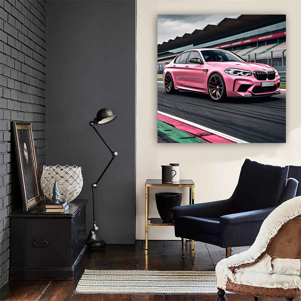 Pink BMW M5 on Racing Track - Speed Meets Style