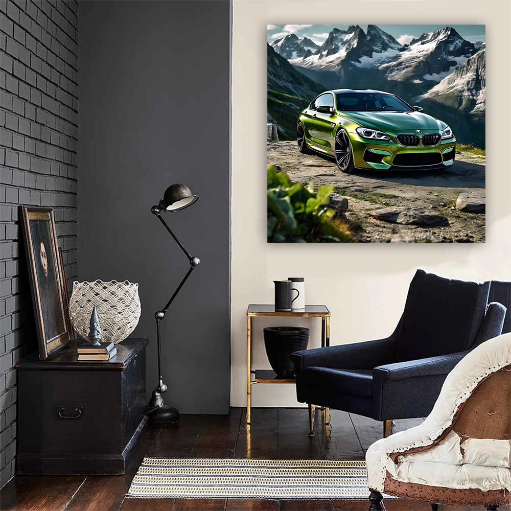 Bmw M6 Green In Mountai Wall Art