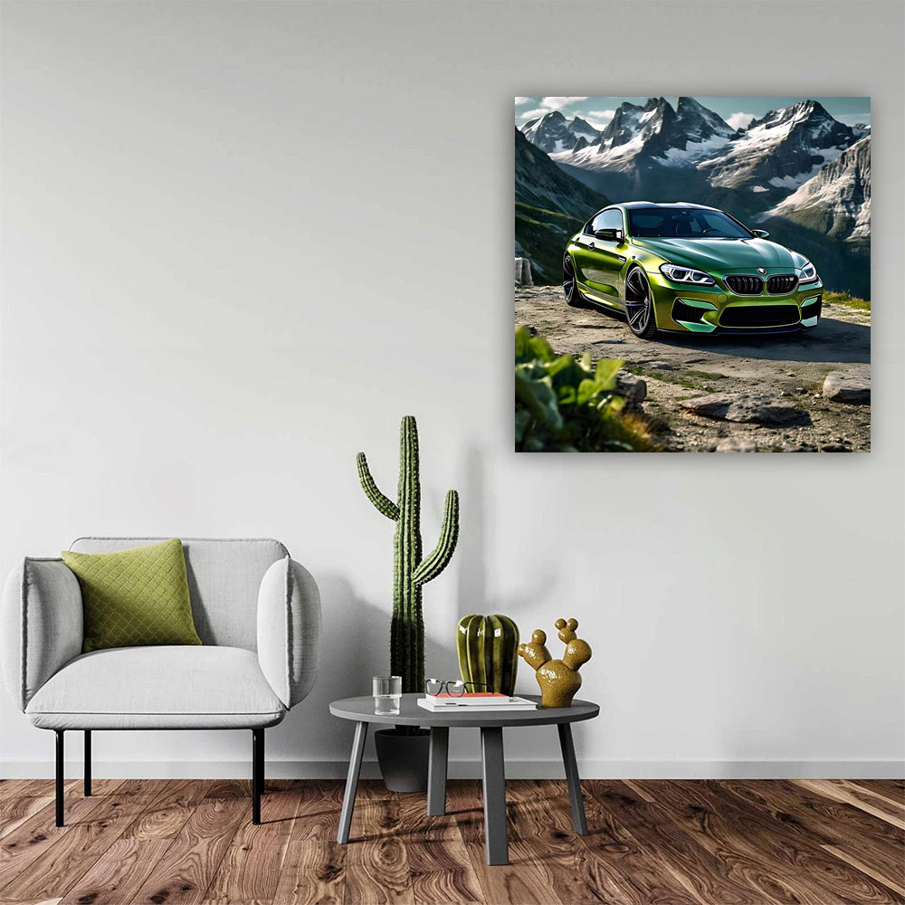 Bmw M6 Green In Mountai Wall Art