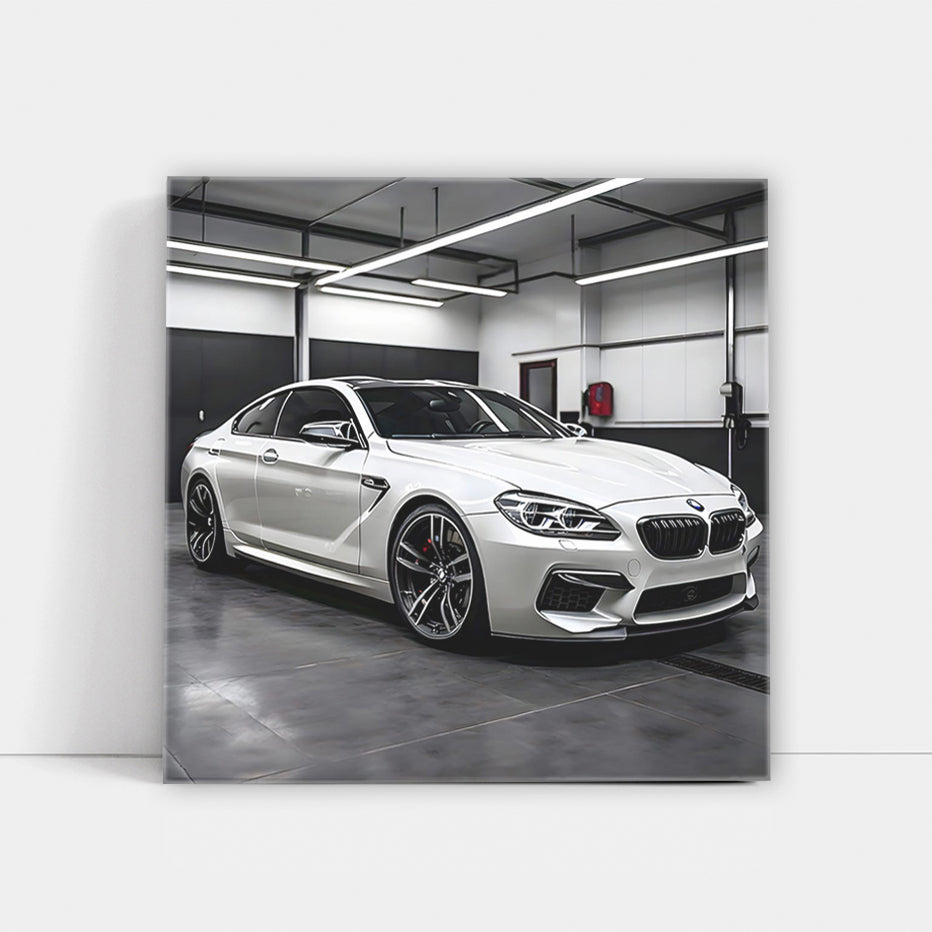 Bmw M6 White In Garag Wall Art