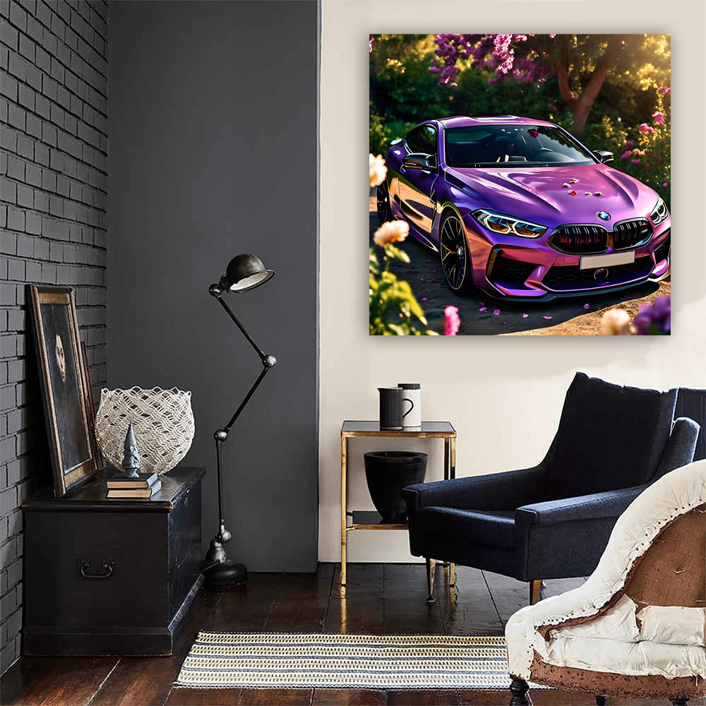 Bmw M8 Purple In Flower Wall Art