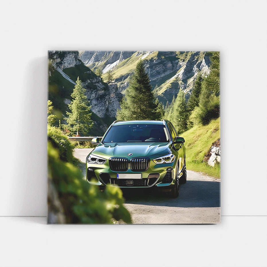 Bmw X5 Green In Mountai Wall Art