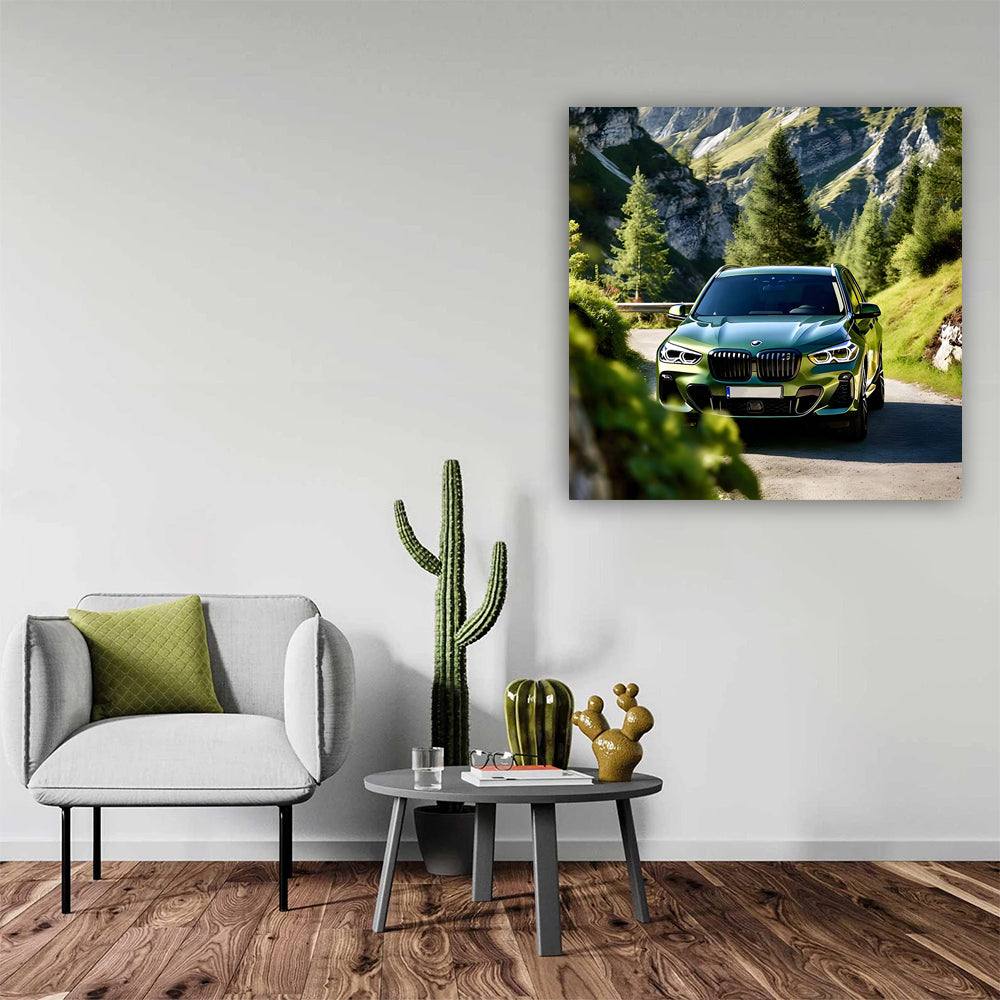 Bmw X5 Green In Mountai Wall Art