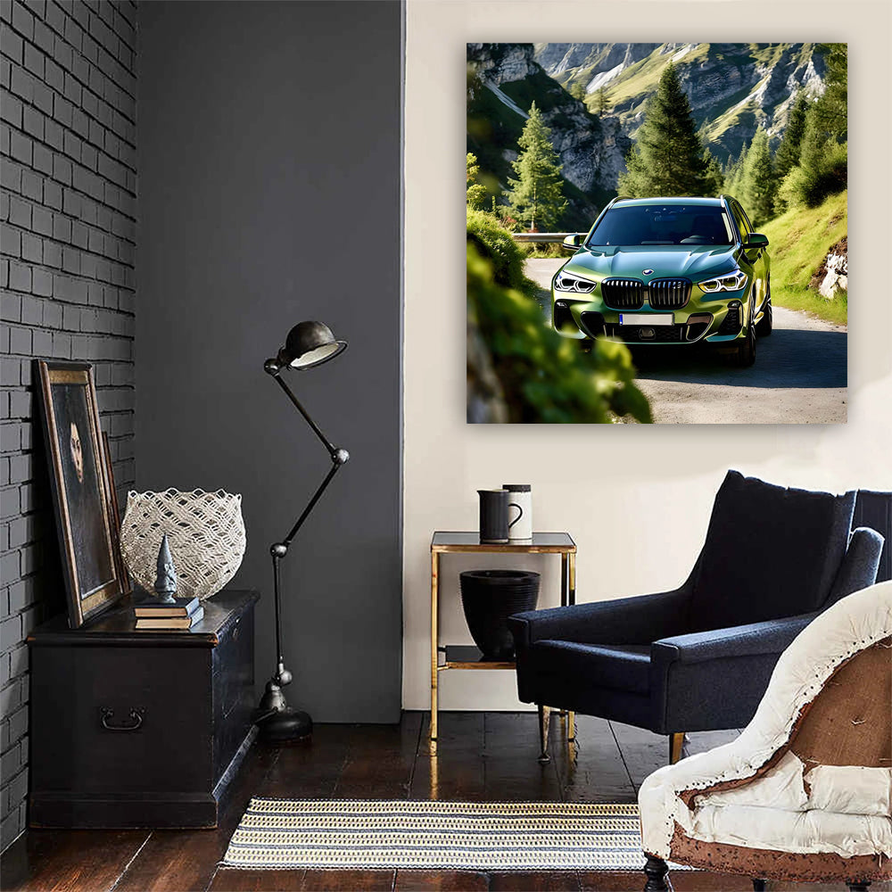 Bmw X5 Green In Mountai Wall Art