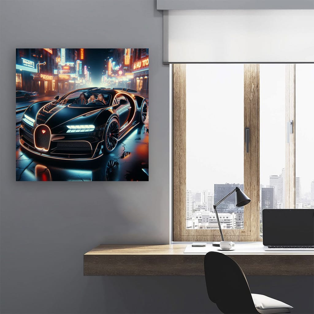 Bugatti La Voiture Noire Neon Wall Art