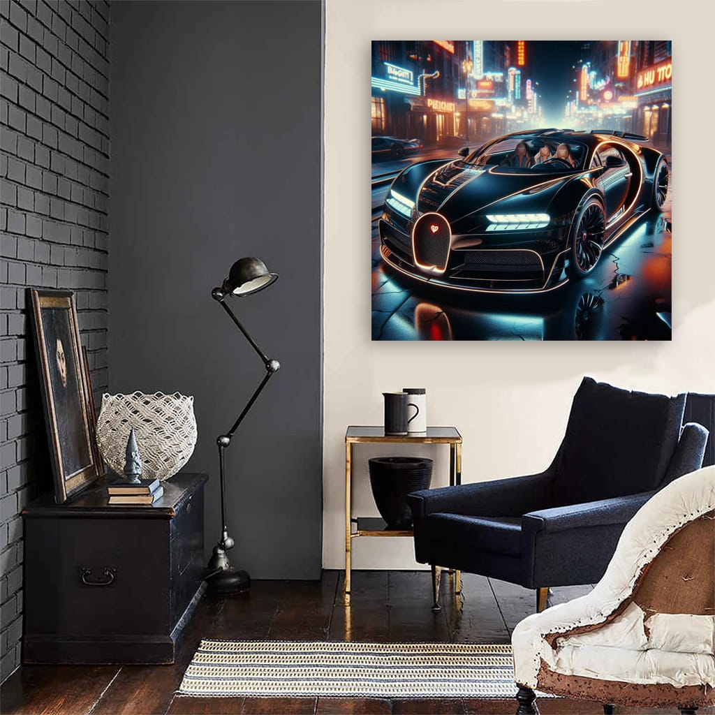 Bugatti La Voiture Noire Neon Wall Art