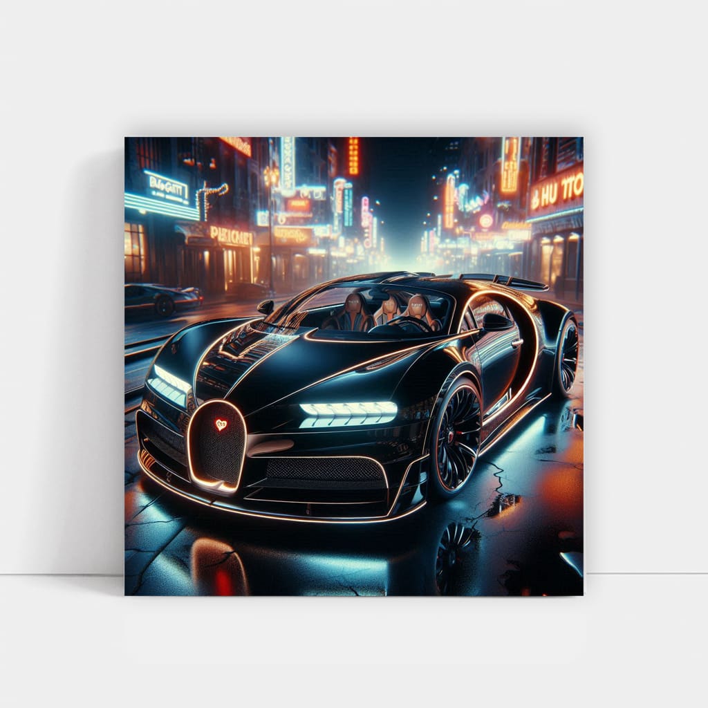 Bugatti La Voiture Noire Neon Wall Art