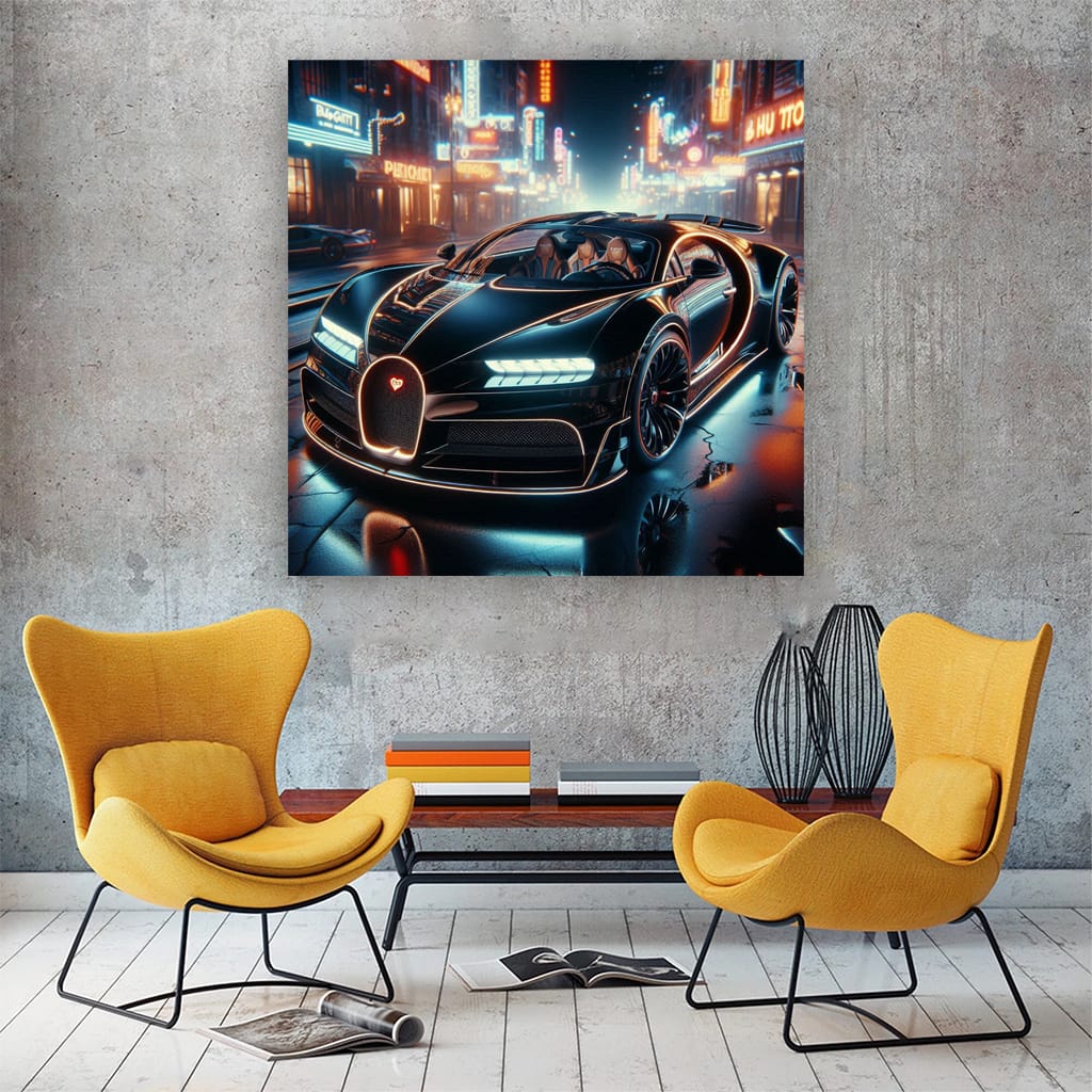 Bugatti La Voiture Noire Neon Wall Art