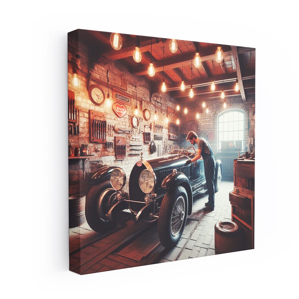 Bugatti Old Retro Garage Wall Art