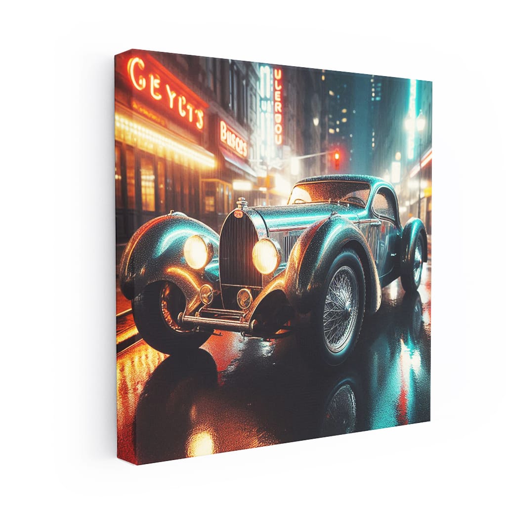 Bugatti Old Retro Night Wall Art