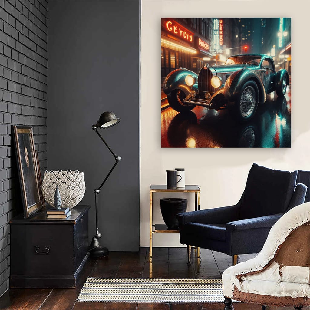 Bugatti Old Retro Night Wall Art