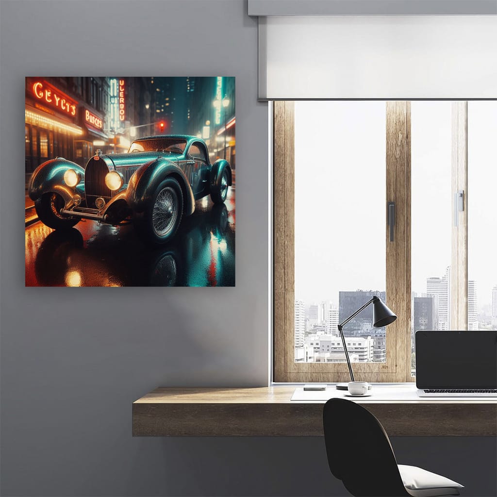 Bugatti Old Retro Night Wall Art