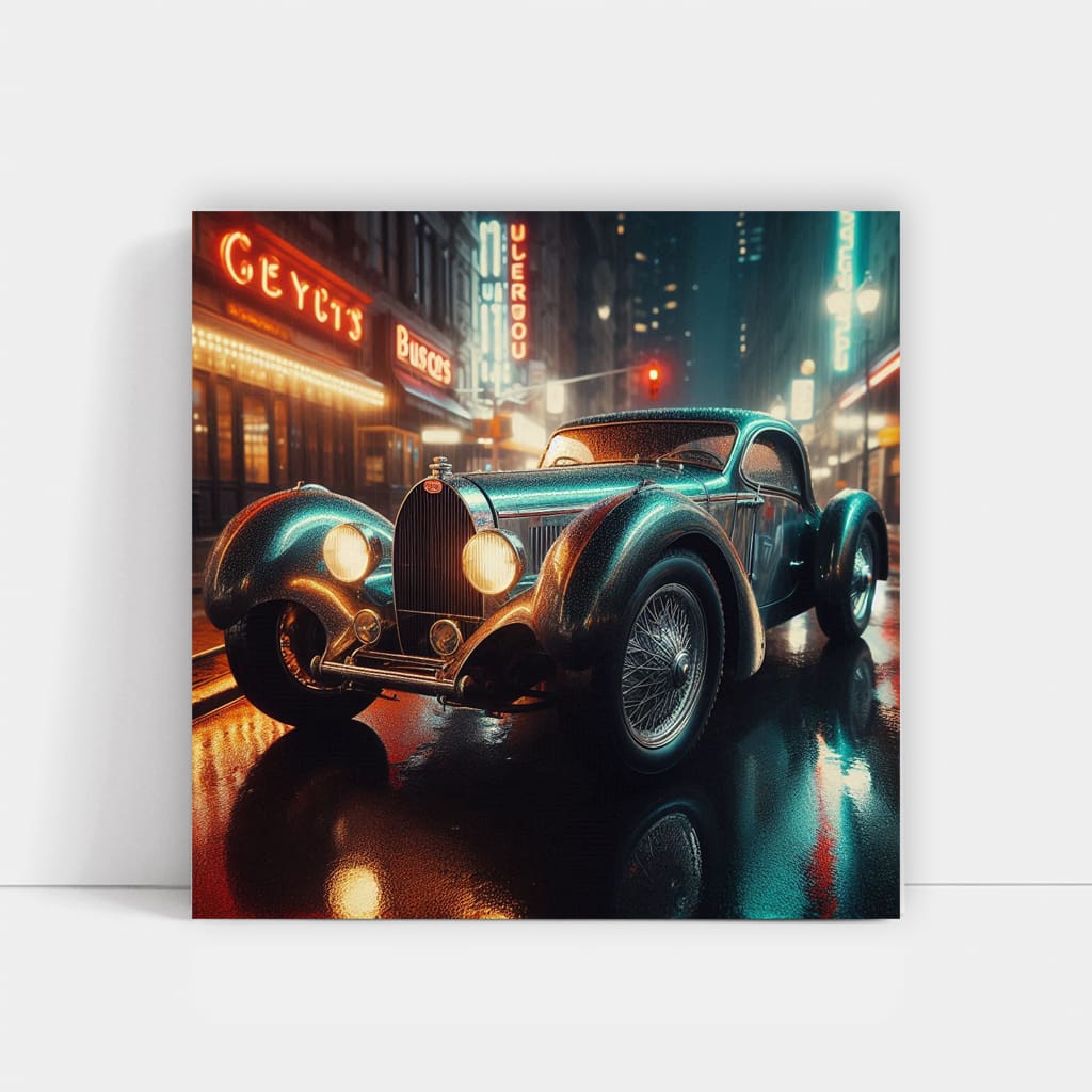 Vintage Bugatti Night Drive - Timeless Elegance in Motion