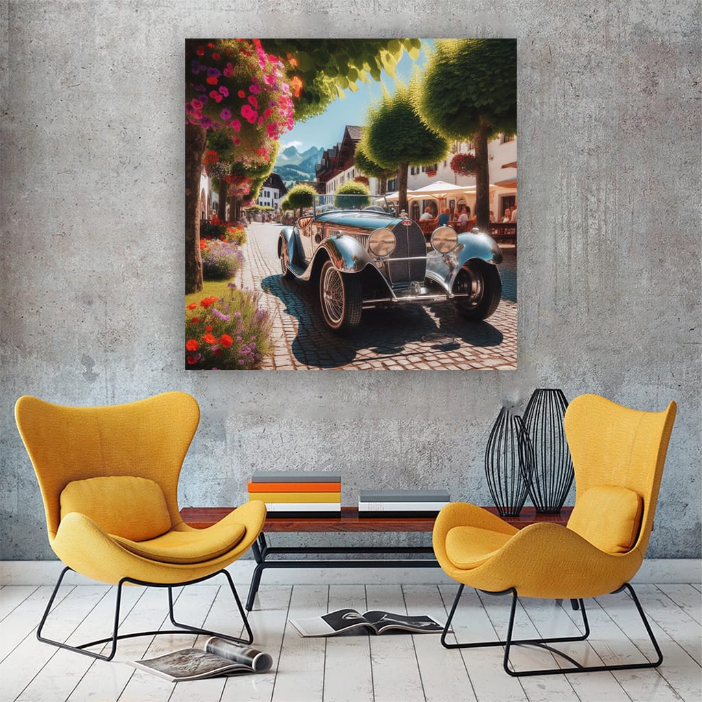 Bugatti Old Retro Sunny Weather Wall Art