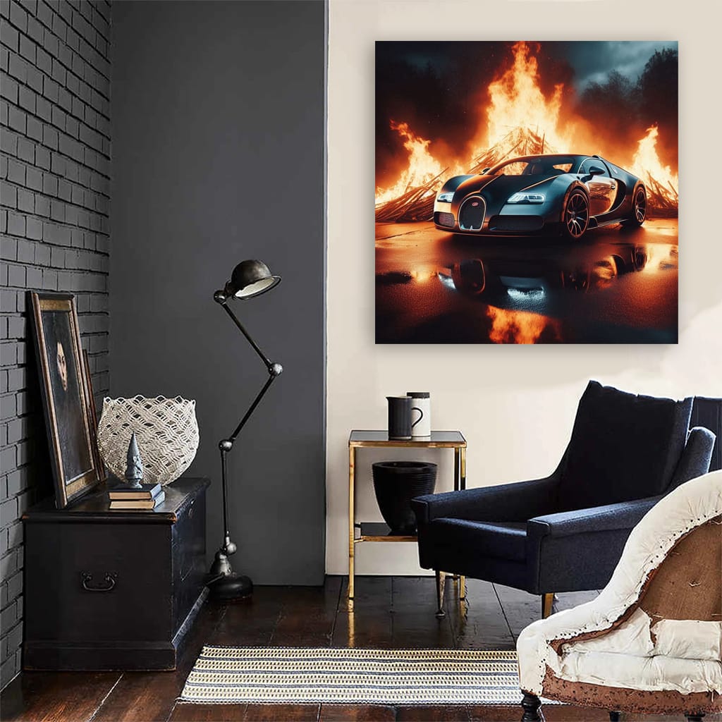 Bugatti Veyron Fire Wall Art