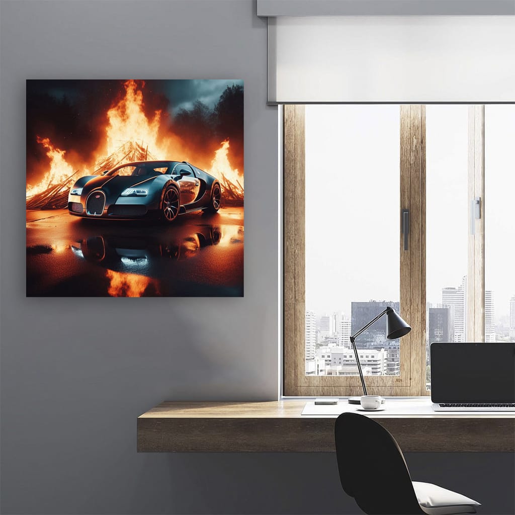 Bugatti Veyron Fire Wall Art