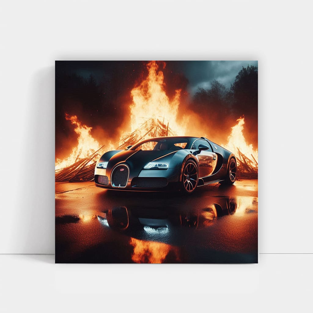 Bugatti Veyron Fire Wall Art