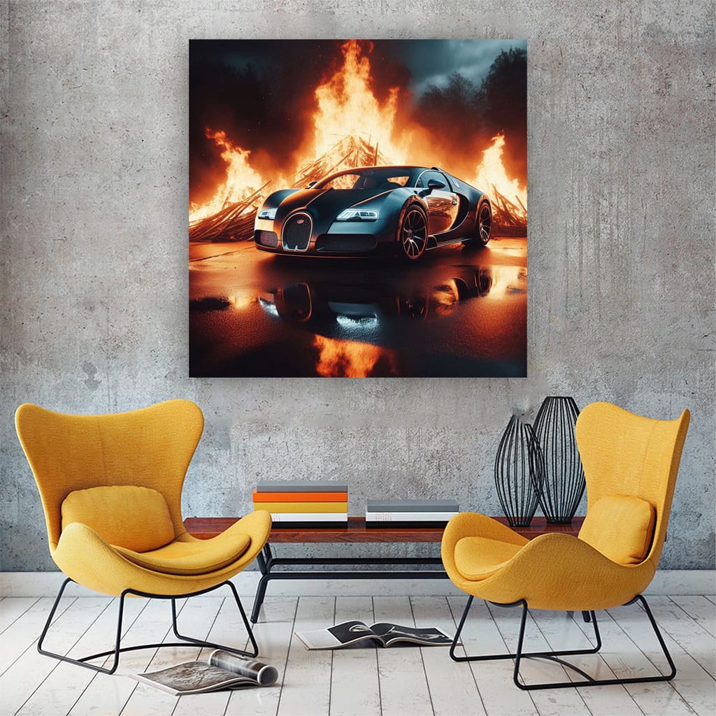 Bugatti Veyron Fire Wall Art