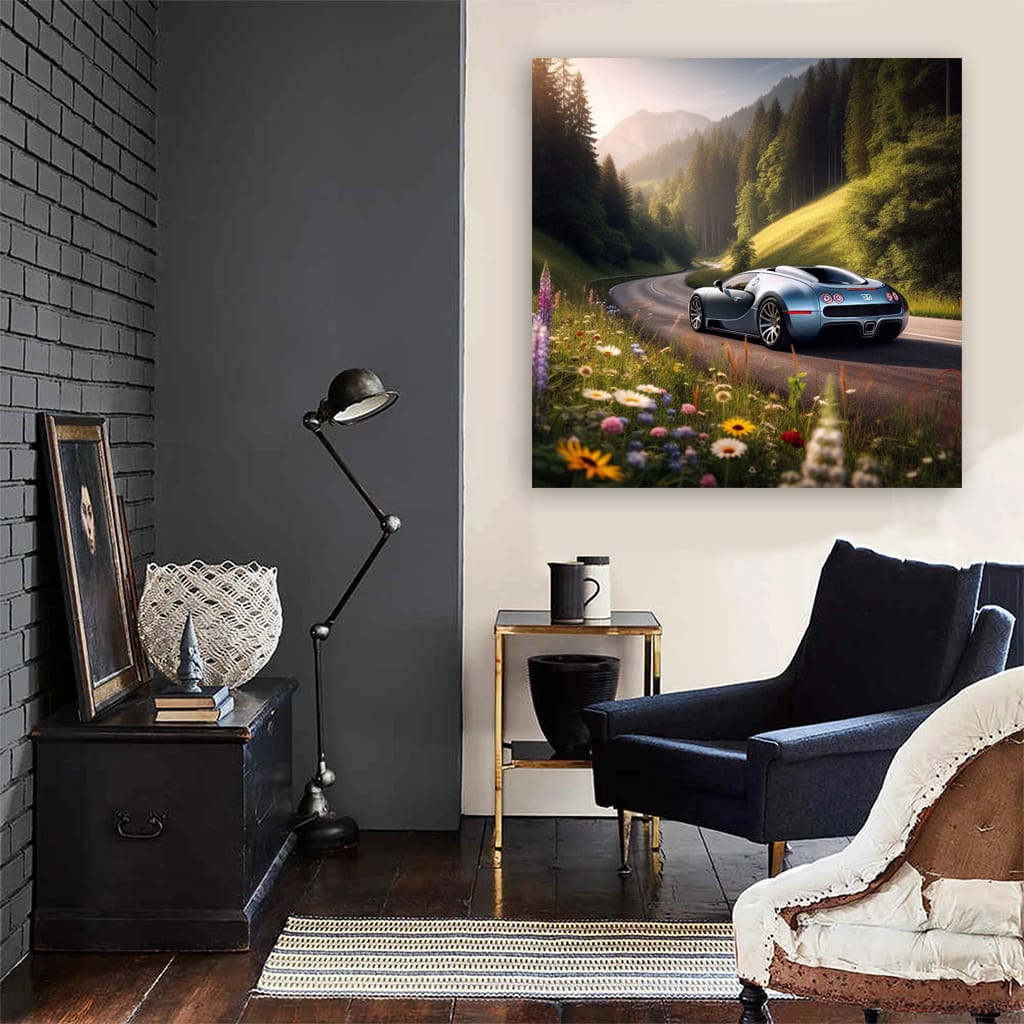 Dynamic Bugatti Veyron in Valley - Speed and Elegance
