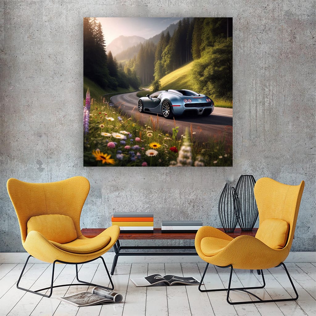 Dynamic Bugatti Veyron in Valley - Speed and Elegance