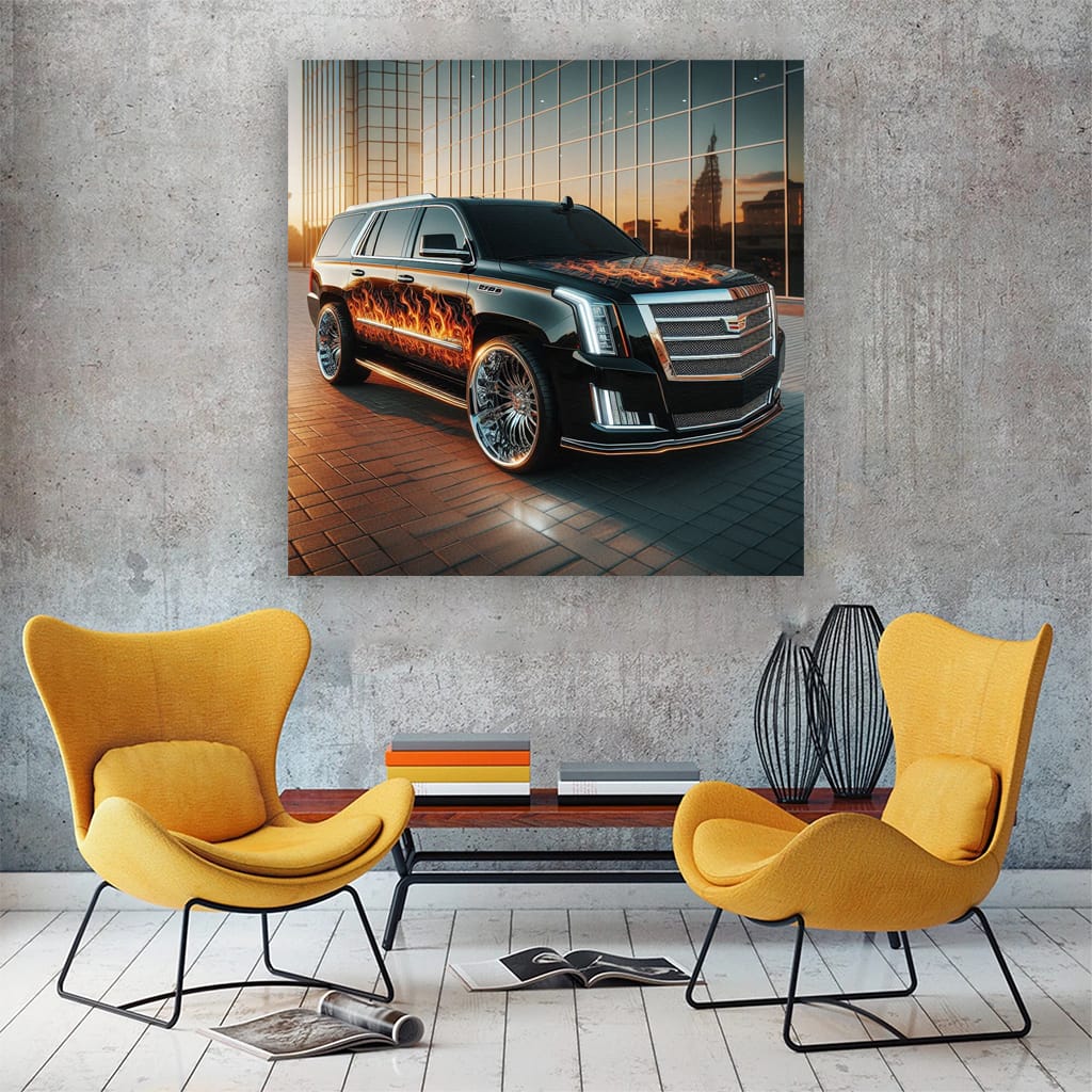 Cadillac Escalade Fire Wall Art