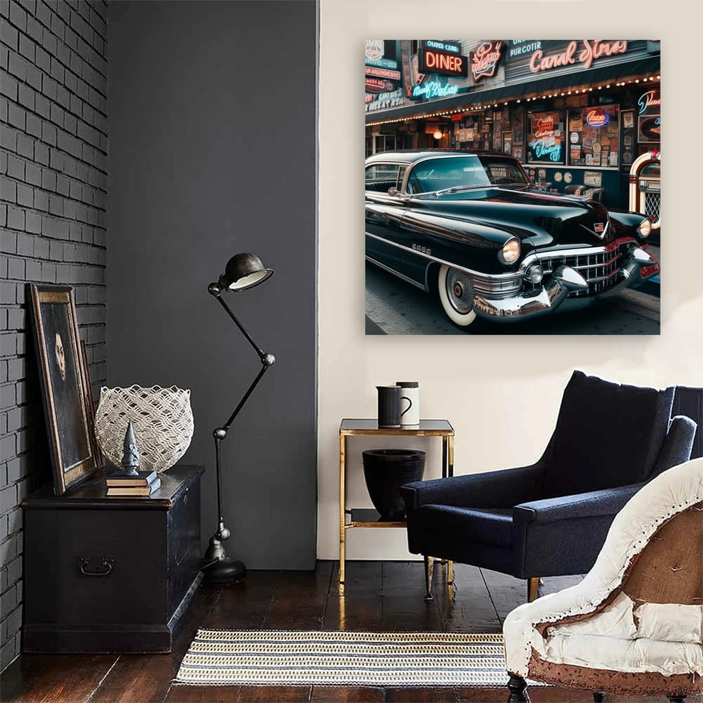 Vintage Cadillac in Retro Paint - Classic Elegance on Wheels