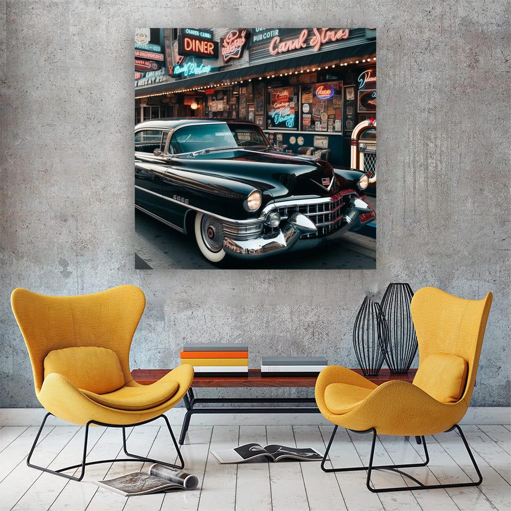 Vintage Cadillac in Retro Paint - Classic Elegance on Wheels